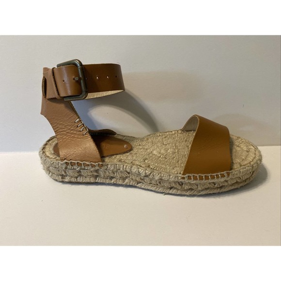 Soludos Shoes - Soludos Women's Cadiz Leather Ankle Strap Espadrille Sandals Brown Size 5
